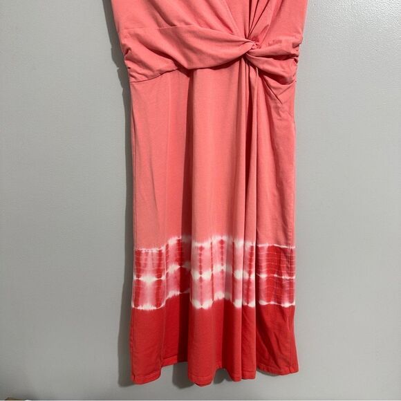 Lands' End Women's Dress Cap Sleeve V-NECK Coral White size S(6-8) - Picture 5 of 9